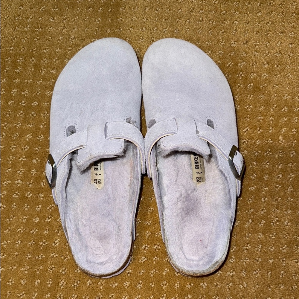Light Purple Birkenstock Shearling Lined Clogs